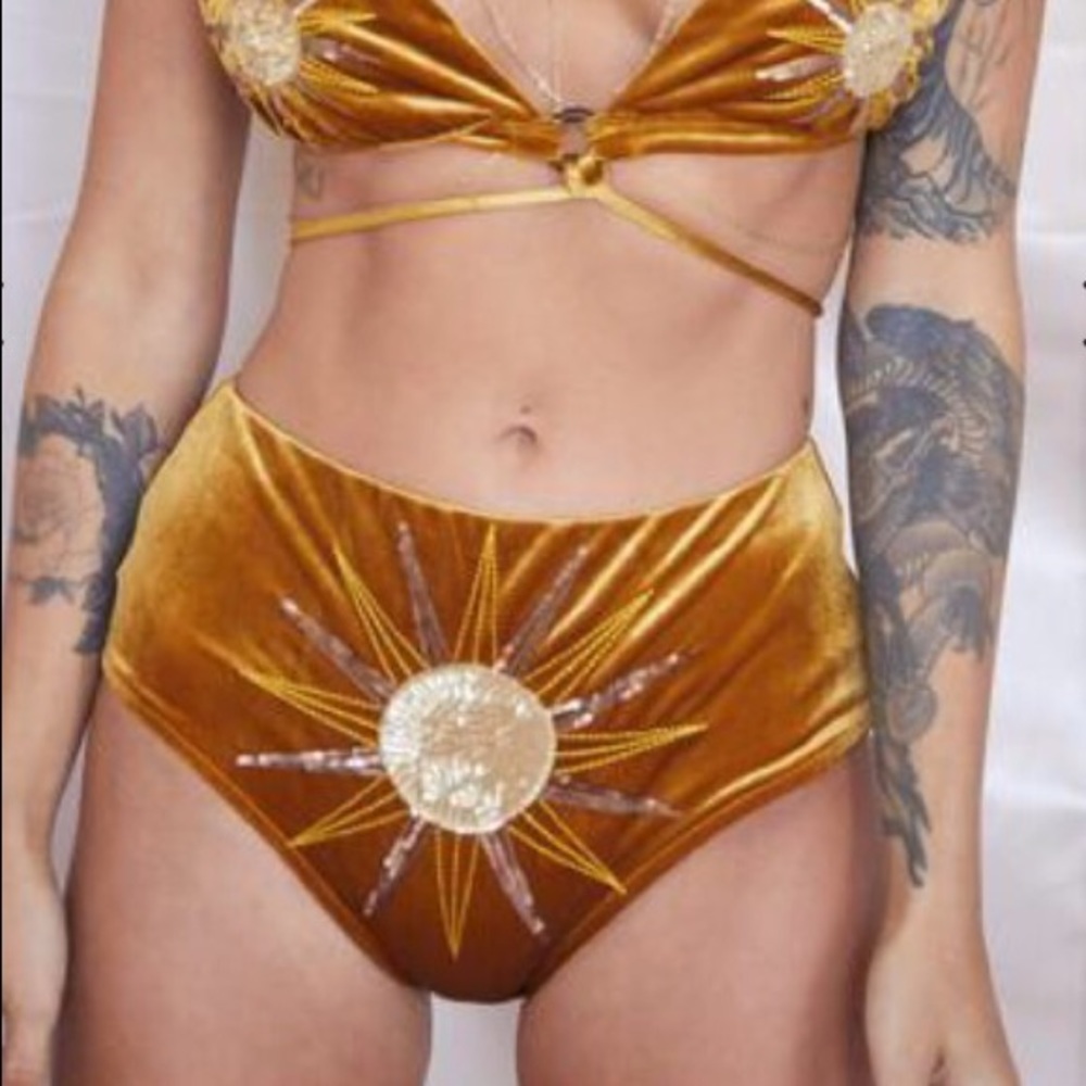 Boho festival gold sun bottoms shorts